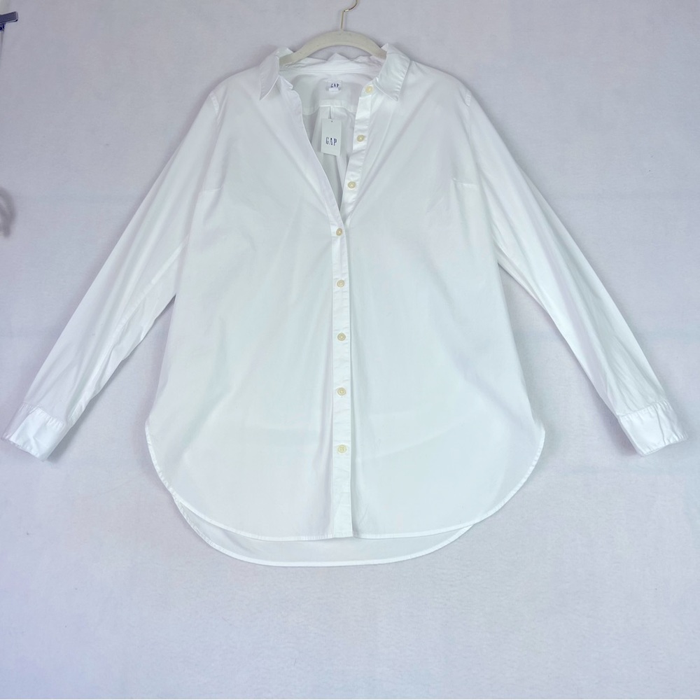 Gap maternity tailored optic white button  down shirt  size: extra small NWT - Picture 2 of 12
